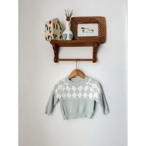 Rachel Zoe fuzzy argyle-check knit sweater - 6/9m